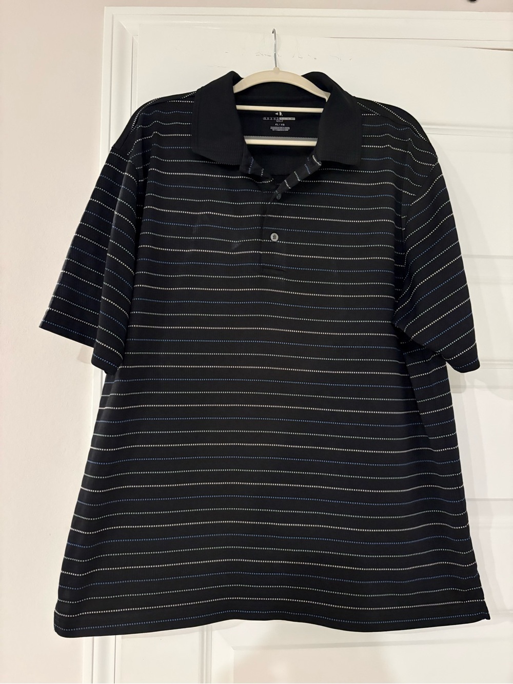Grand Slam Black Polo with Thin Stripe